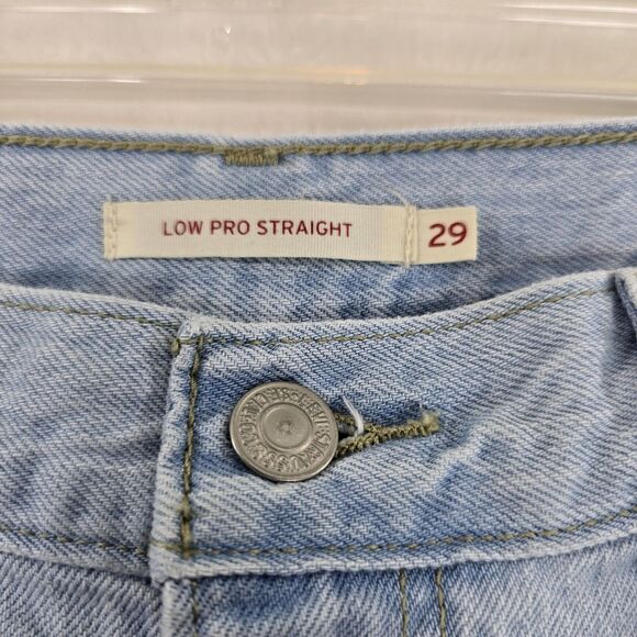Levis Low Pro Straight Jeans Womens 29 Light Wash Ripped Distressed Cotton - Picture 6 of 16